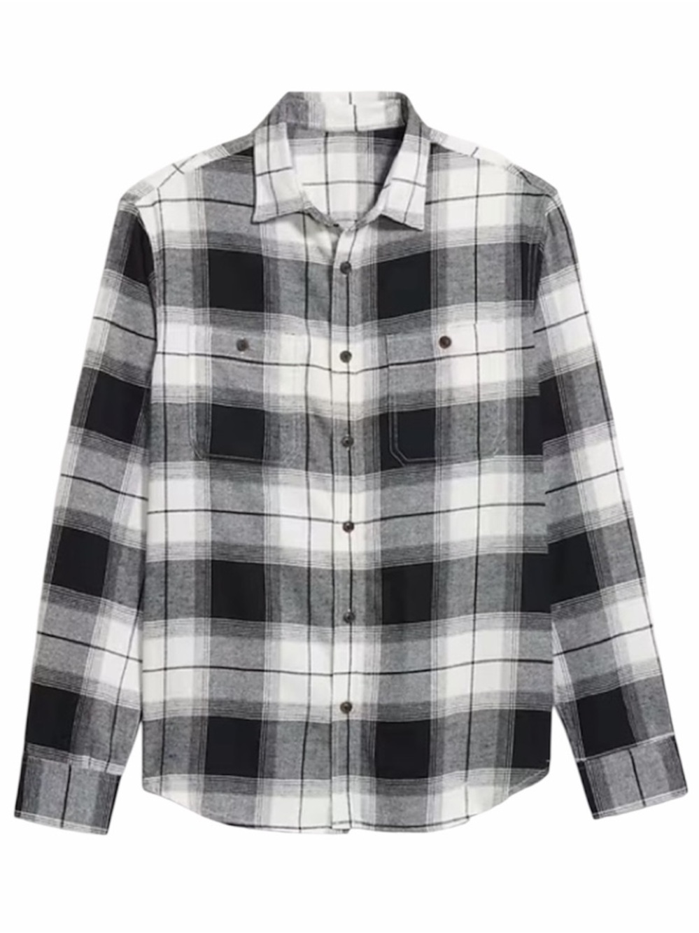 Old Navy Double Brushed Regular Fit Pocket Flannel, Black/White